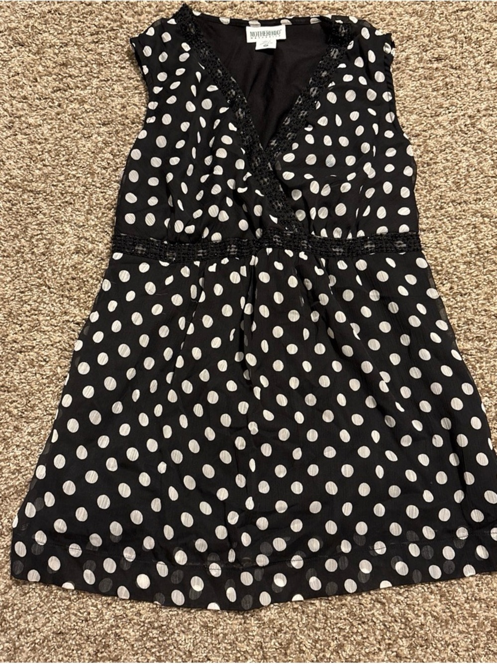 White Polka Dot Black Maternity Top